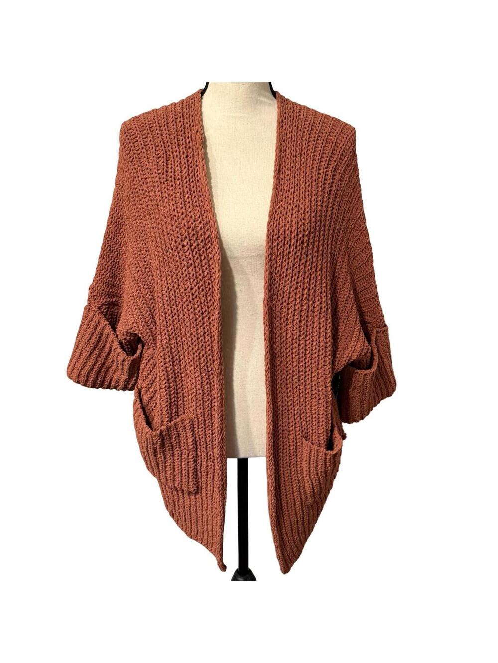 POL Rust Oversized Knit Cardigan - Size S